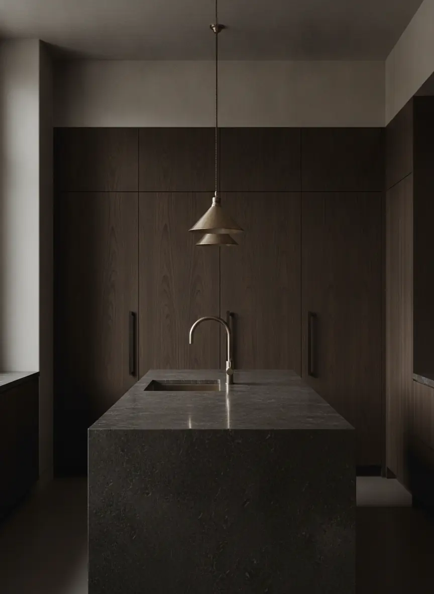 Kitchen elevation showing the working triangle and upper-cabinet line
