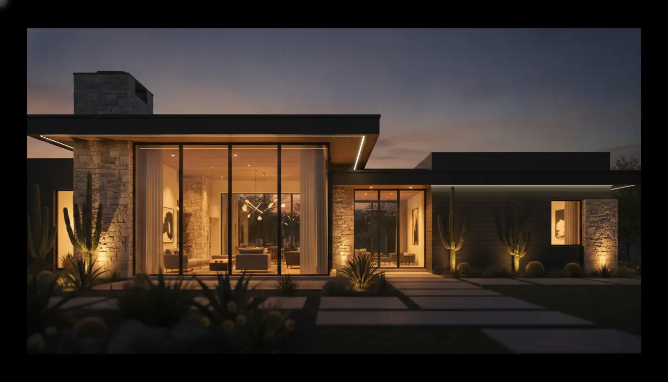 The exterior of a North Texas home in late light